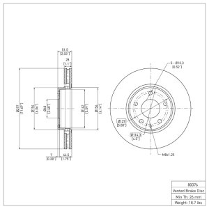 Mazda 6 Brake Rotor (1) - Front - R1 Concepts - Plain - `16-`25